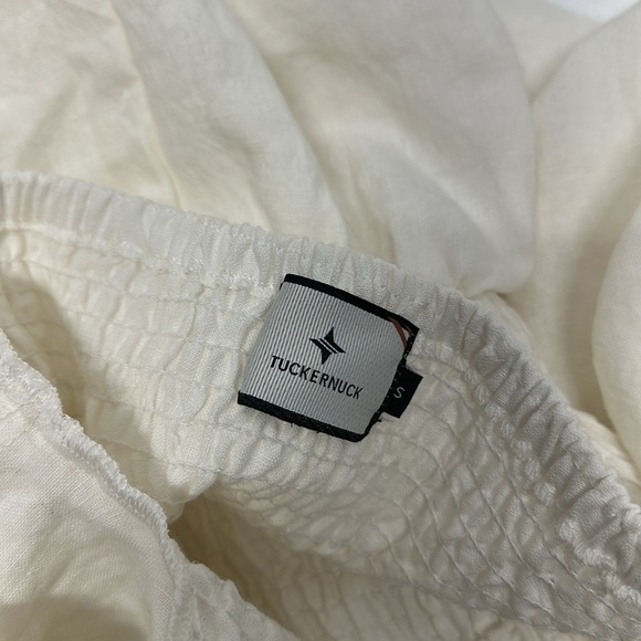 Tuckernuck Annie Dress Smocked Puff Sleeve Linen Short White Cottagecore Small - Picture 6 of 10